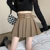 Women's High-waisted Pleated Skirt with Love Double Waistband, Fashionable Short Skirt