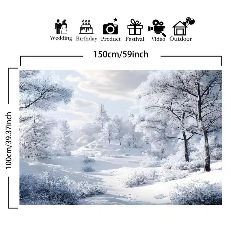 2D Новогодний Зимний Гобелен, Морозный Снежный Лес Фон Ткань