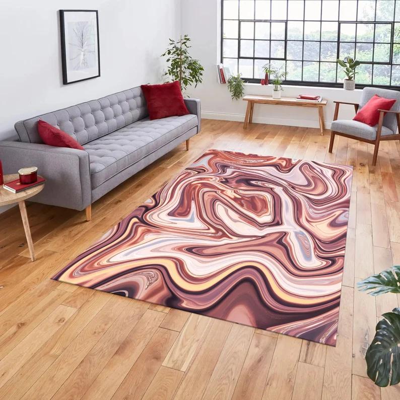 Abstract Wave and Animal Print Rugs Colorful Modern Carpets Floral Designs for Living Rooms Aesthetic Home Decor Floor Mats
