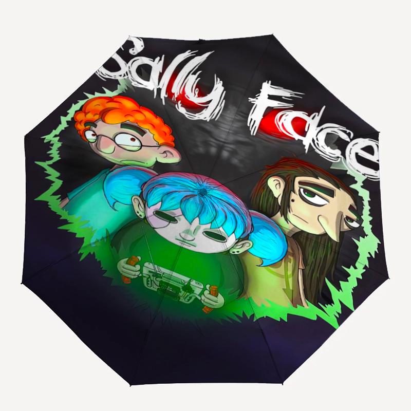Автоматический зонт в стиле Sally Face, легкий и портативный, 8 спиц, идеально подходит для путешествий на свежем воздухе, на дни рождения, Рождество, в качестве подарков.