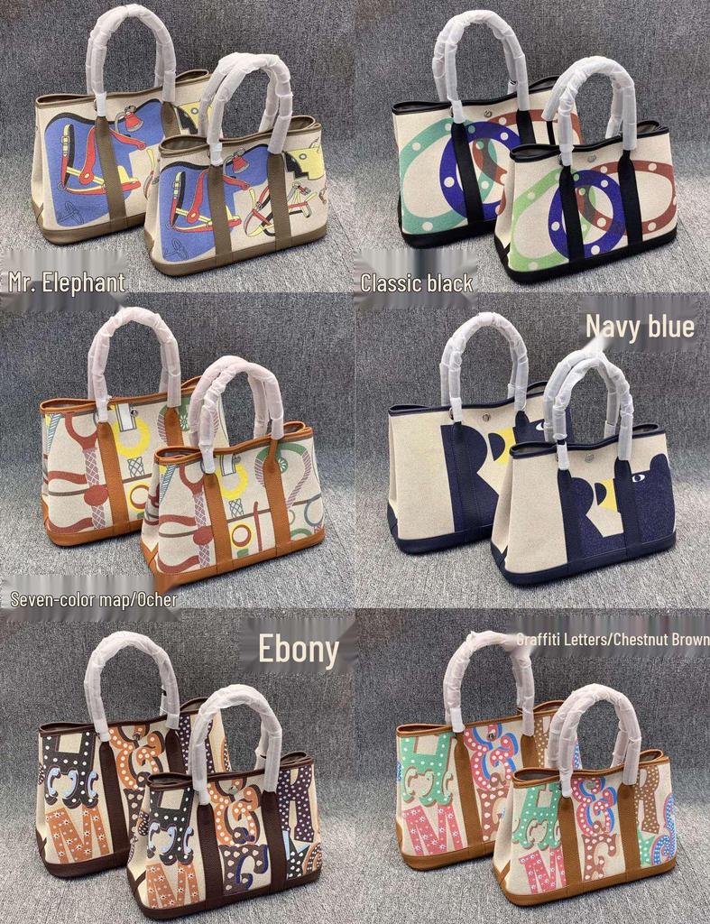 Сумка женская Doodle Garden ручной росписи из лоскутного шитья из коровьей кожи и льна - Сумка, на плечо, через плечо, 2025.