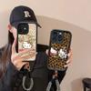 Чехол-цепочка на запястье с леопардовым принтом для кошки для Samsung Galaxy S24 S23 S22 S21 Ultra Plus S23FE A54 A35 A15 A14 A55 A34 A24 A25