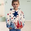 Girls Navy Blue Star Printed Long Sleeve Hooded Pullover Sweatshirt