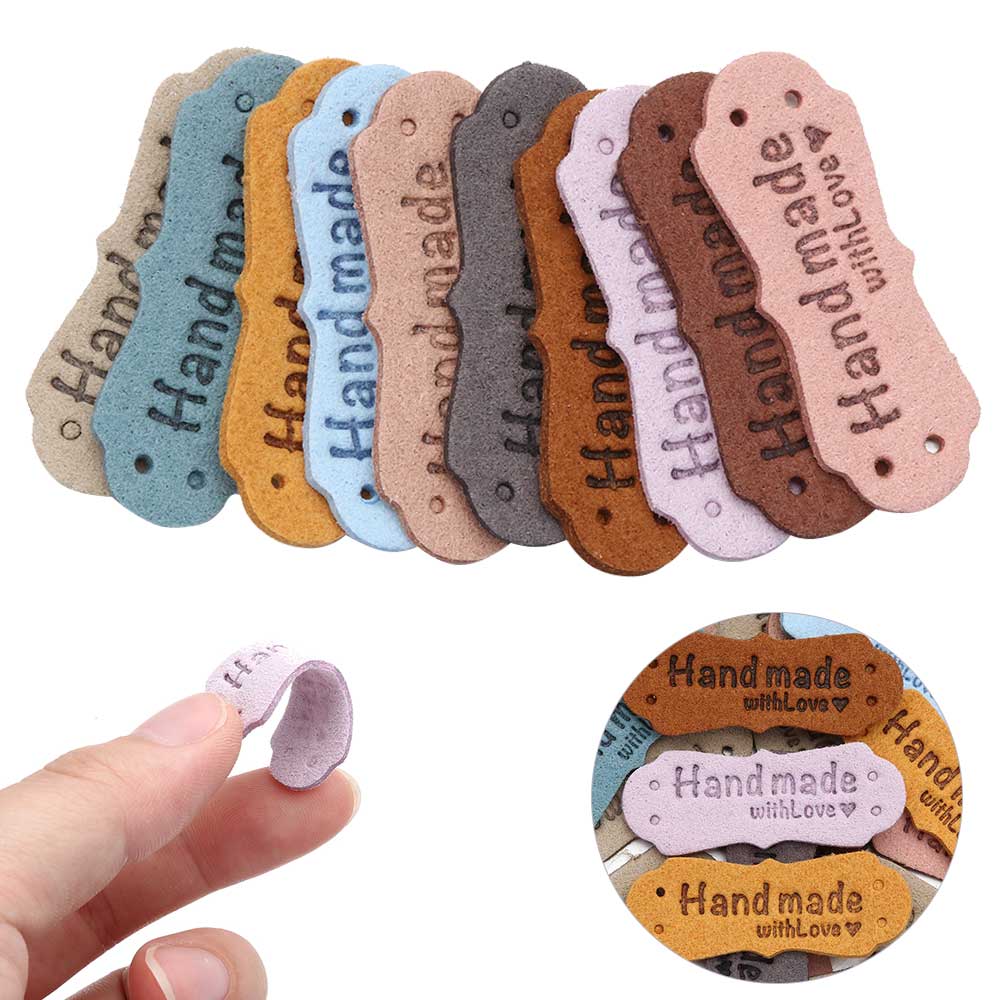 20PCS Handmade Hats Bags PU Leather Clothes Tags Garment Labels Label Hand Made With Love
