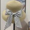 French polka dot face small sunshade straw hat women's spring and summer fashion versatile sunscreen bucket hat seaside vacation self-operated