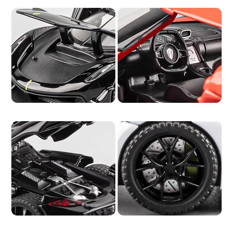 Koenigsegg Jesko Attack Суперкар Симуляция Литые и Игрушечные Транспортные Средства Звуки и Свет Машинка с Инерционным Двигателем 1:32 Подарки из сплава для детей