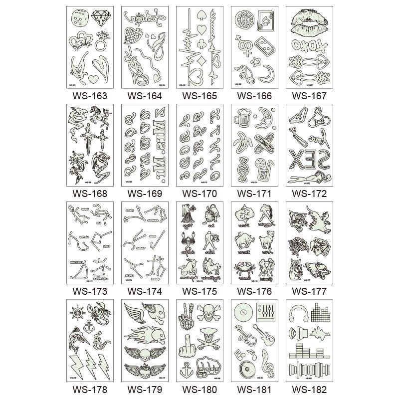 Little Sexy Cute Tattoo for Women Glowing Dark Taty Waterproof Fake Tatoo Luminous Tattoo Stickers Body Art Cartoon Tattoo