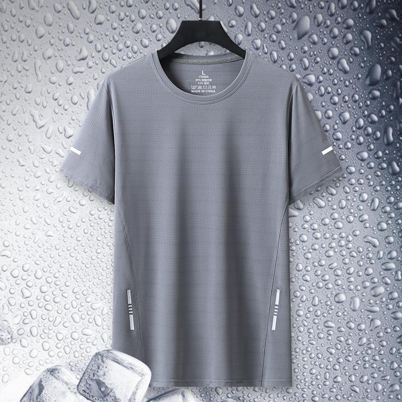 Летняя футболка из ледяного шелка с коротким рукавом, мужская эластичная быстросохнущая футболка с короткими рукавами, мужская верхняя одежда, мужская одежда