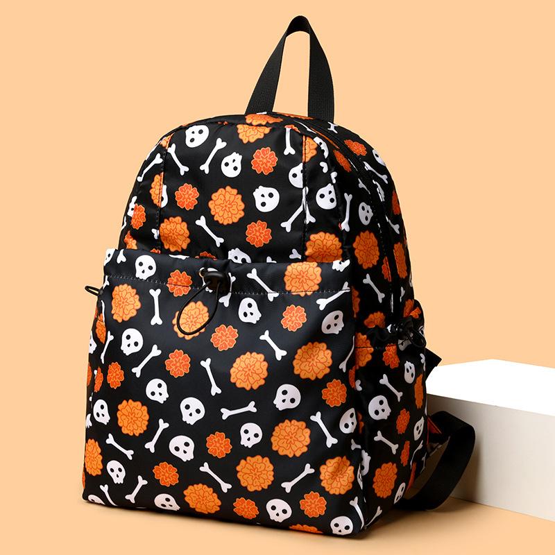 Halloween Backpack New Skull Print Women Backpack Fashion Large-capacity Lightweight Travel Commuter Backpack