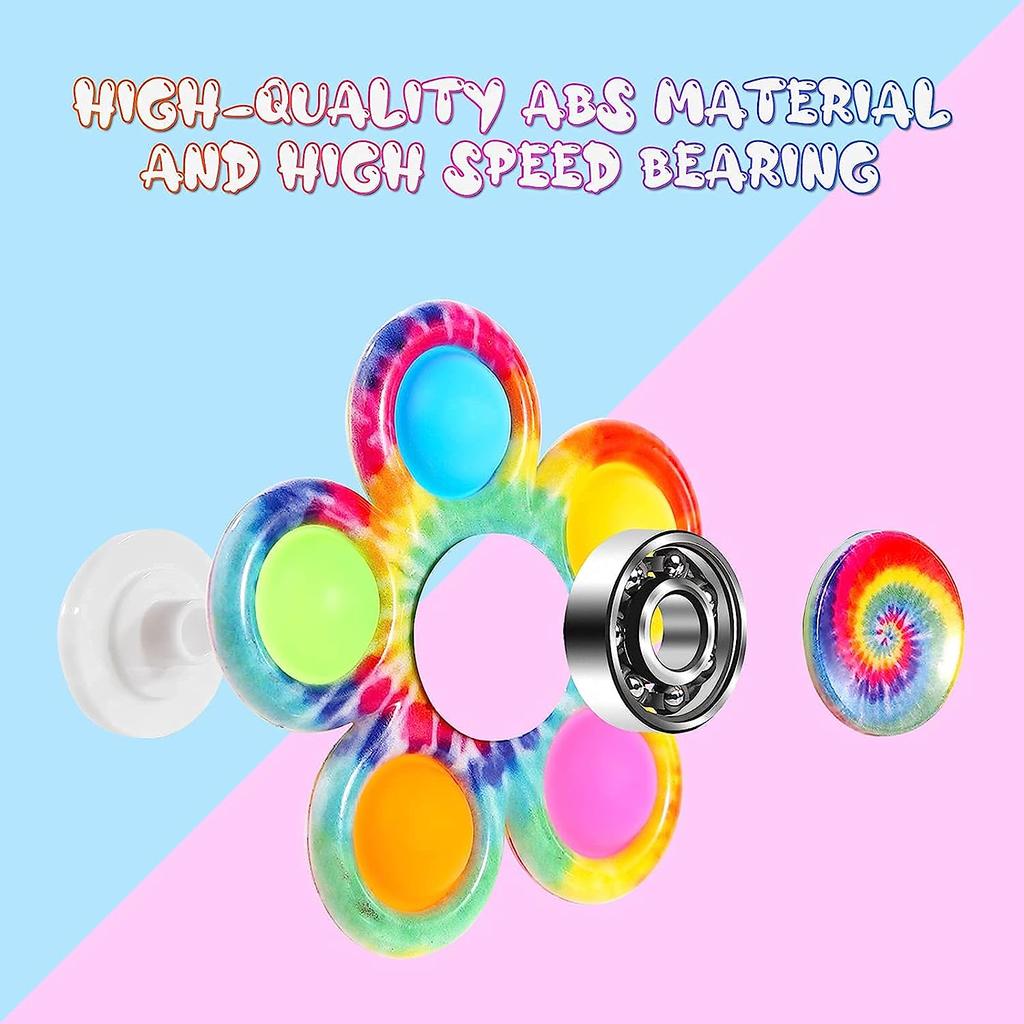 Fidget Spinner Toys Tie Dye Colorful Push Bubble Hand Spinner For ADHD Anxiety Stress Relief Sensory Party Favor For Kids Gifts
