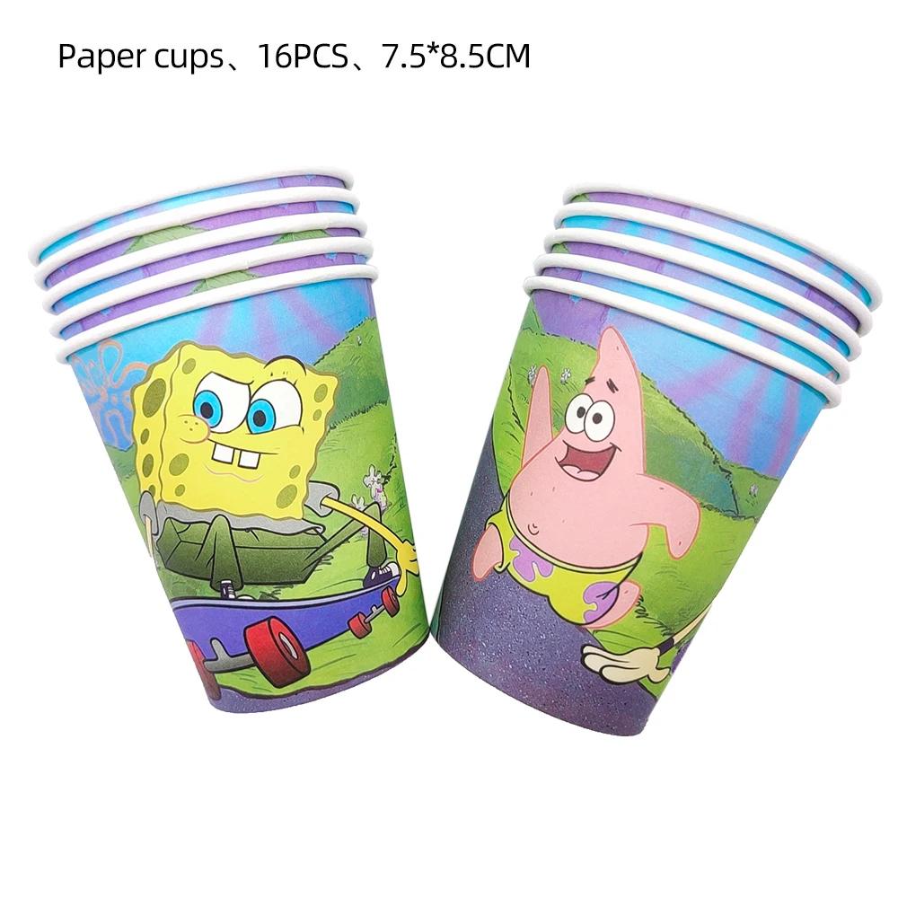 Украшение для дня рождения Губки Боба Для Детей Игрушка Воздушные Шары из Алюминиевой Фольги Латексные Мультяшная Посуда Принадлежности для Мероприятий Баннер Фон