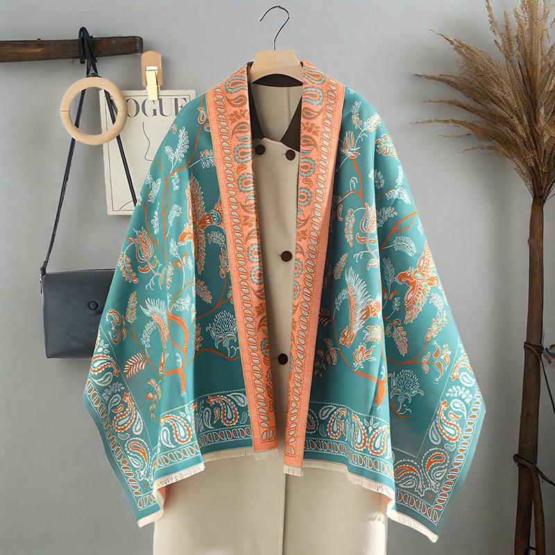 Luxury Double-Sided Women's Scarf: Thick Imitation Cashmere Shawl & Neck Warmer for Autumn/Winter