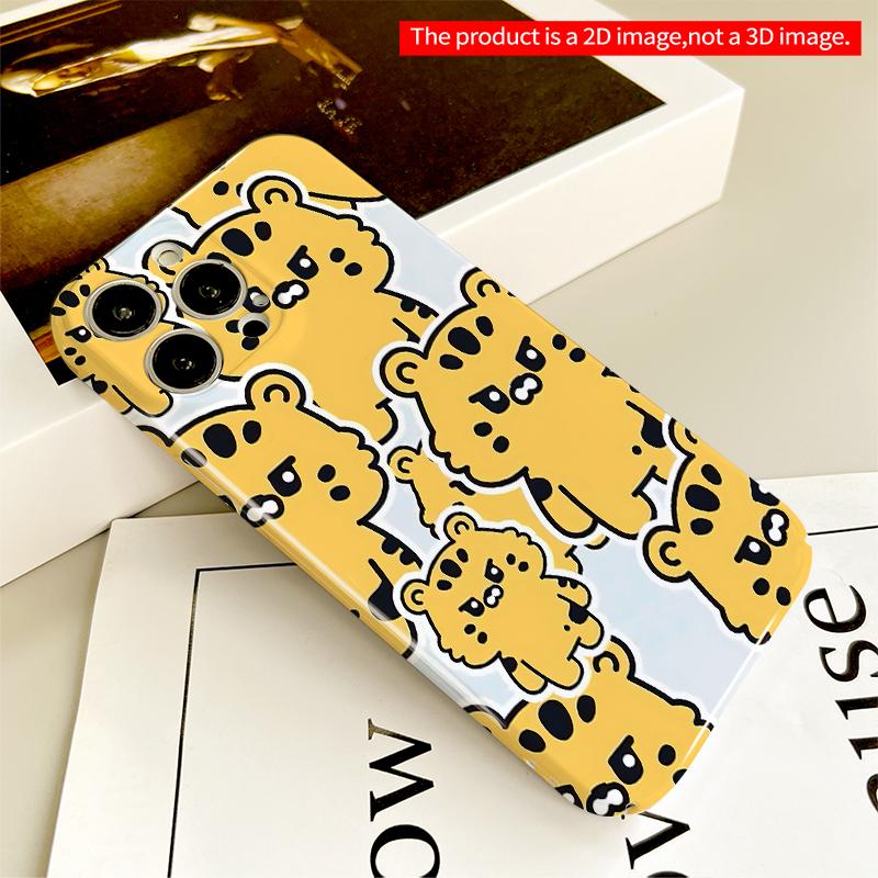 2DFlat Angry Tiger Sticker Phone Case All inclusive film hard iPhone case, compatible with iPhone 18 Pro Max 17 16 15 14 13 12 11