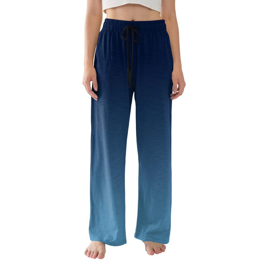 Womens Pajama Pants Lightweight Casual Comfy Palazzo Pants Sleepwear Loungewear Bottoms With Pockets