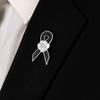 White Funeral Ribbon Badge Brooch Vintage Black Bow Brooch Pin Simple Funerals Memorial Pin  Party