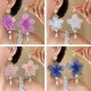 Sweet Beach Earrings Exaggerated Petals Stud Earrings Romantic Mesh Flower Dangle Earrings  Party