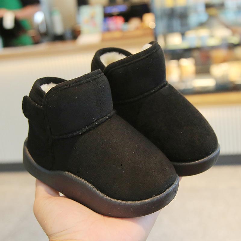 2024 New Children Shoes Simple Plush Warm Cotton Shoes Daily Antiskid Thick Soft Sole Girl Casual Snow Boots Boy Winter Sneakers