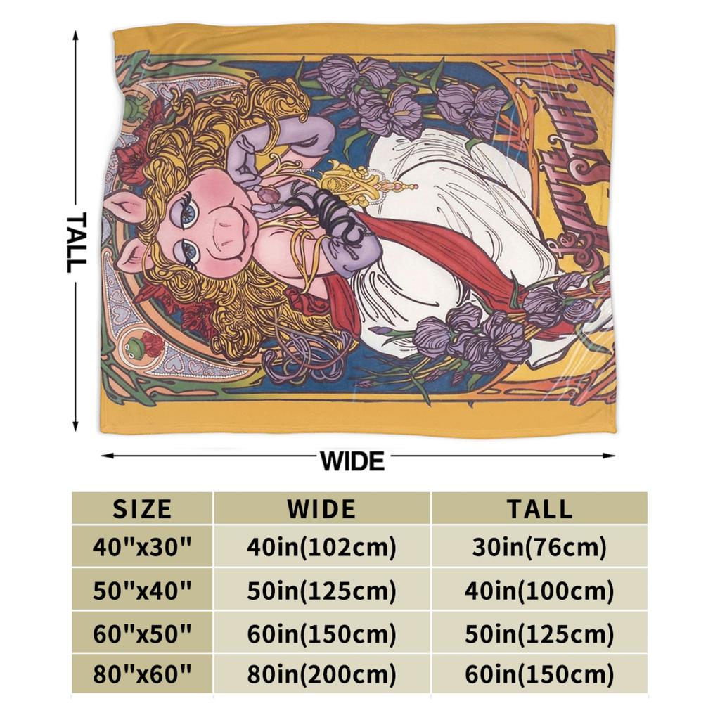 Ms Piggy Queen Vintage Muppet Show Blankets Coral Fleece Plush Super Warm Throw Blankets for Bedroom Sofa Bedspread