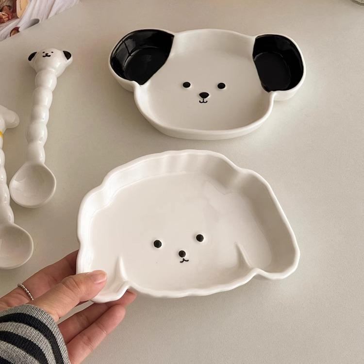 Милая тарелка с изображением щенка ветра, бытовая посуда, фруктовый салат, торт, керамическая тарелка, тарелка для димсамов, поднос для завтрака