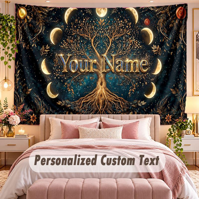 Sunset Landscape (50) Theme Wall Tapestry Customized With Name Text Personalized Hanging Tapestry For Bedroom Living Room Decor