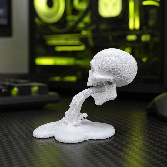 Череп-украшение на подоконник 3D-печатный орнамент с водным потоком, креативная статуэтка с экологически чистым настольным украшением, устойчивое основание, компактное готическое украшение,