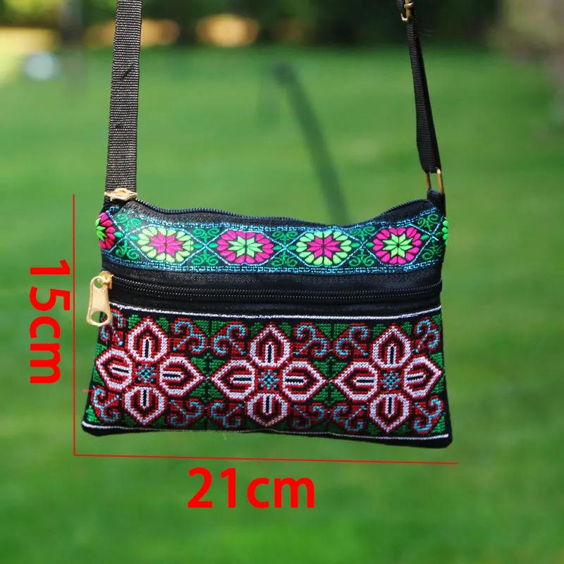 WTEMPO Ethnic Style Versatile Double Zipper Crossbody Bags Women Casual Shopping Single Shoulder Bags