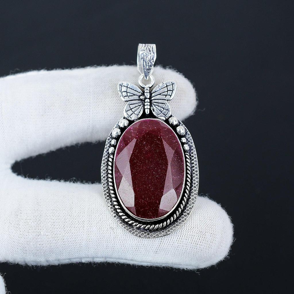 Серебряный кулон с натуральным красным солнечным камнем из стерлингового серебра 925 пробы — дизайн в виде бабочки ручной работы, повседневные украшения, уникальный кулон в подарок на день рождения