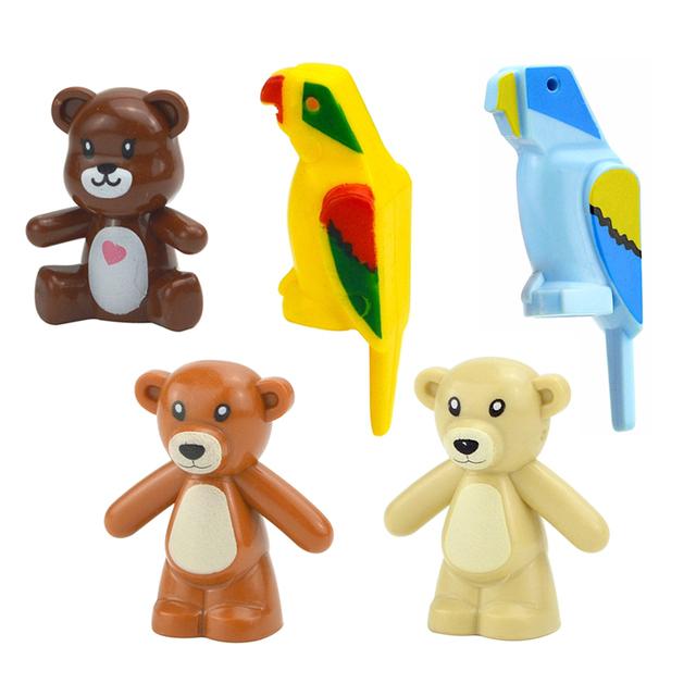 MOC Город Животные Строительные Блоки Фигурки Коза Овца Орел Сова Панда Попугай Чайка Пингвин Зоопарк Рам Аксессуары Кирпичики Игрушка Подарок