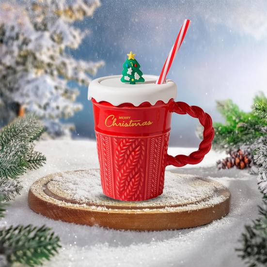 Рождественская елка керамическая кружка 400 мл керамическая соломенная кофейная кружка парная кофейная кружка праздничное украшение стола подарочная кружка для любителей кофе