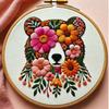 1 набор Набор для вышивания «Цветочный медведь», Набор для вышивания «Сделай сам» с инструментами, Подходит для начинающих, Набор материалов из ткани для ручной вышивки