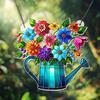 Potted Plants Sun Catcher Acrylic Window Hanging Ornament Floral Pattern Suncatcher for Home