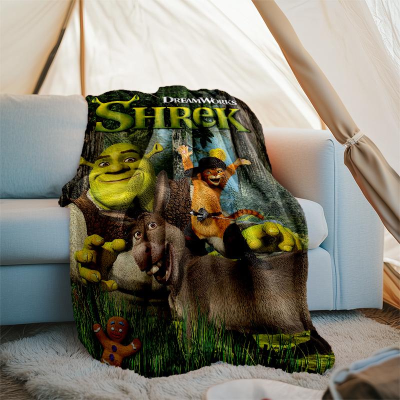 Shrek Theme Printed Blanket - Perfect for Couch, Bed, Travel & Outdoor Use | Machine Washable, Cozy & Durable.
