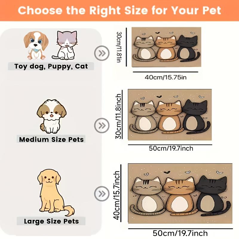 1 Милый кошачий узор, коврик для питомца, легко чистится и прочный, быстросохнущий, впитывающий коврик для кормления с нескользящей основой, высококачественный коврик для кормления кошки, коврик для кормления питомца