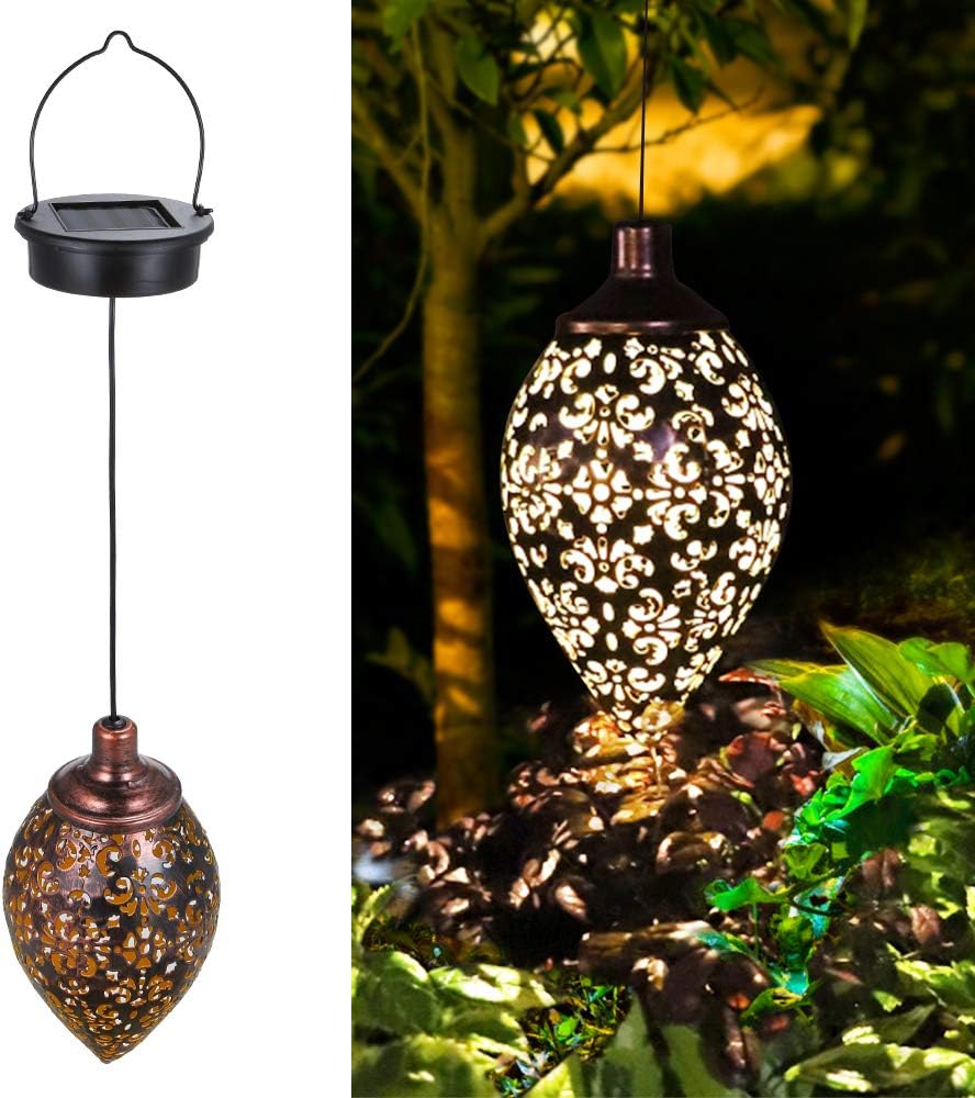 Hanging Solar Lights Solar Lantern LED Moroccan Garden Decor Solar Lanterns Outdoor Waterproof for Outside Patio Porch Pathway Hanging Decor