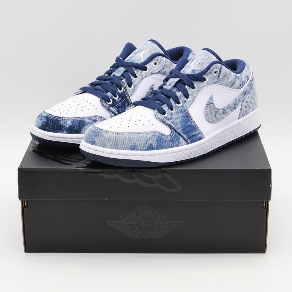 CZ8455-100 Nike Air Jordan 1 Low Выстиранный Деним Полуночный Синий Белый Синий (Мужской)