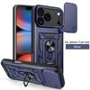 Чехол-бампер с защитой от падения и выдвижной камерой для iPhone 17 Pro Max 13 12 Mini 11 16 Pro 14 15 Plus 16E с магнитным кольцом-держателем