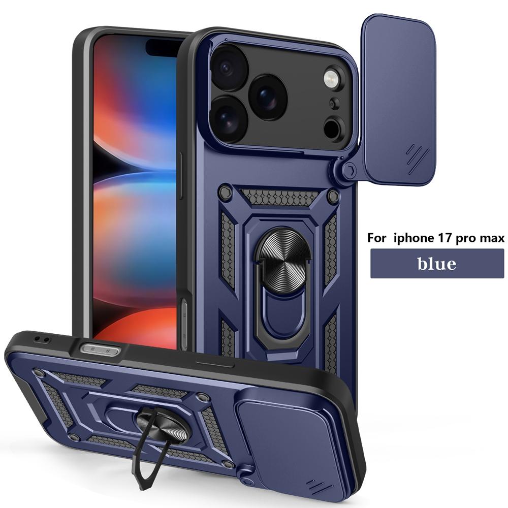 Чехол-бампер с защитой от падения и выдвижной камерой для iPhone 17 Pro Max 13 12 Mini 11 16 Pro 14 15 Plus 16E с магнитным кольцом-держателем