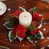 Yousheng Christmas Candle Ring Mini Pine Leaf Candle Wreath Festive Seasonal Candle Holder Ring Farmhouse Holiday Decor