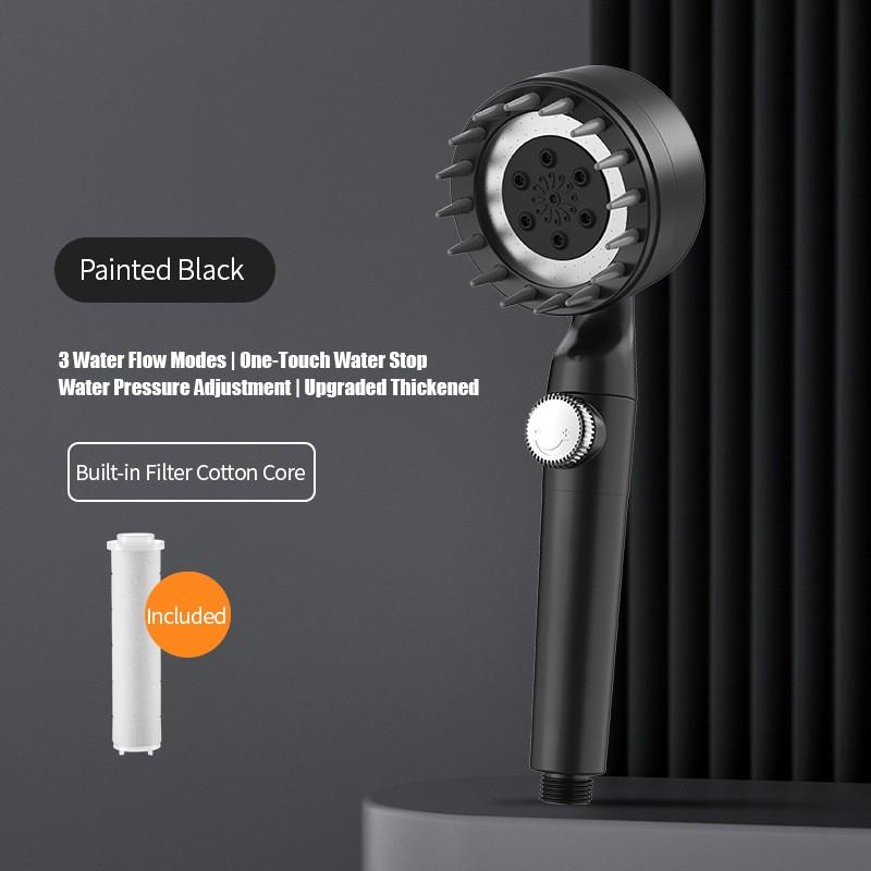 Adjustable Shower Head Booster Water Saving Shower Massage Shower High Pressure 3 Modes With Button Bathroom Accessories