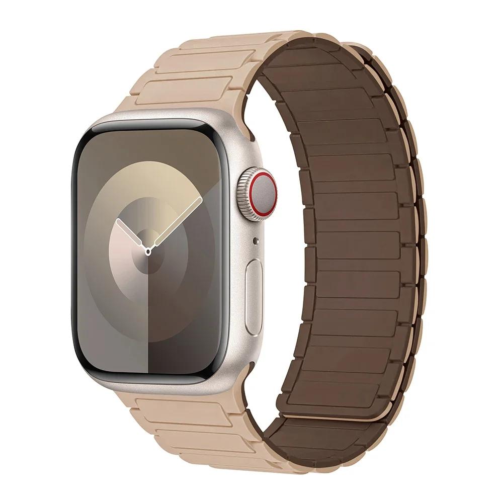 Магнитный спортивный ремешок для Apple Watch Ultra 2 49мм 46мм 45мм 44мм 42мм 38 40 41мм Силиконовый ремешок для IWatch Серии 10 9 8 7 6 5 4