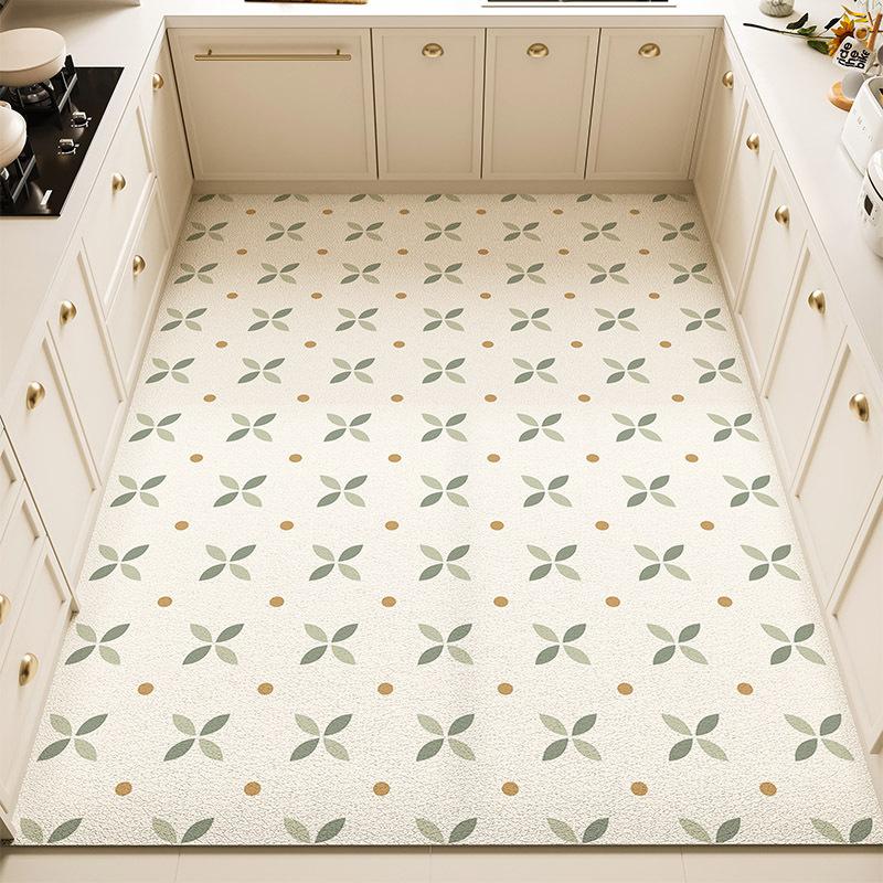 Fresh Kitchen Mat - Waterproof, Oil-Resistant, Non-Slip PVC Leather Area Rug, Easy-Clean and Cuttable Floor Mat for Home Use