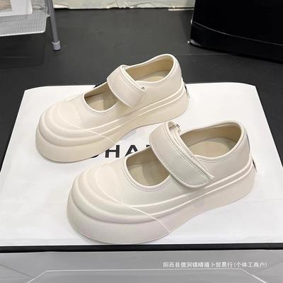 Туфли на платформе белые женские летние 2025 года новые корейские версии универсальные серебристые дышащие туфли Мэри Джейн на каждый день