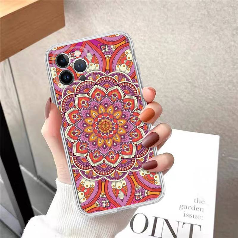Flower Of Life In Lotus Phone Case For iPhone 14 13 12 11 Pro Max XS X XR SE 2020 6 7 8 Plus Mini Transparent Shell