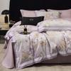 Light luxury and high-end all cotton brushed thickened warm autumn and winter four piece set - Huaxijian Purple