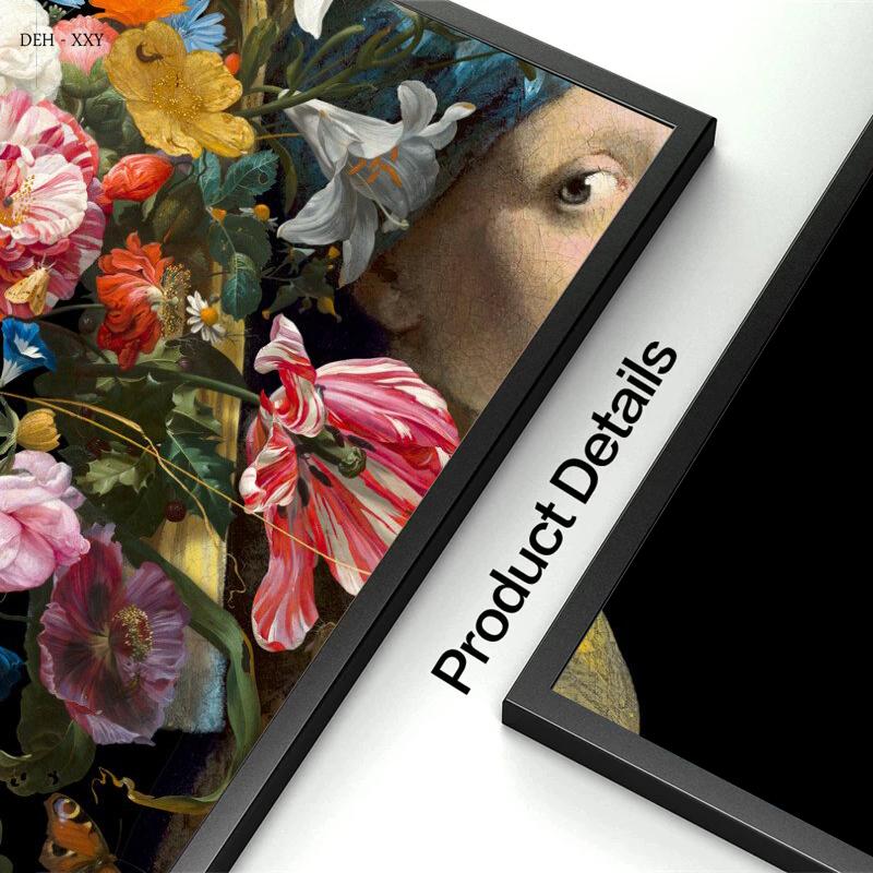 Винтажная Знаменитая Картина Девушка с Жемчугом Цветы Холст Постер Мона Лиза с Цветами Картина Куадрос Настенное Искусство Домашний Декор