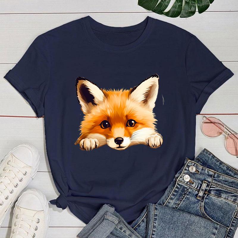 (Премиум-футболка)Новая модная футболка с графическим принтом лисы, модная повседневная футболка с коротким рукавом