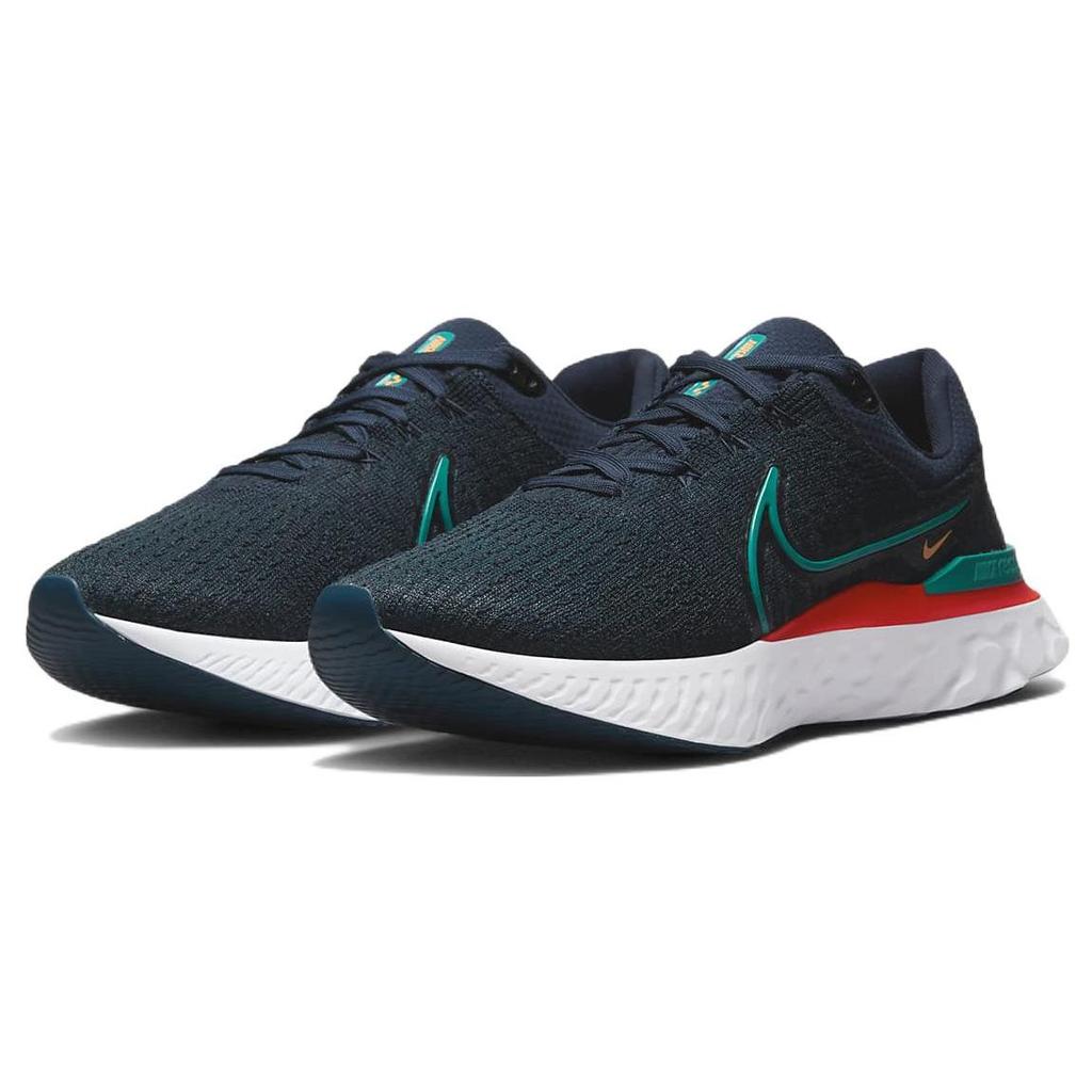 Nike Мужские кроссовки React Infinity Run Flyknit 3 Obsidian Bright Spruce Синие Белые Светло-малиновые DH5392-401