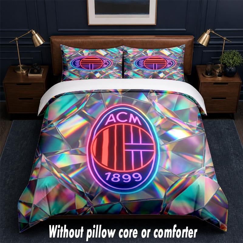 AC Milan Design Bed Bedding Set 1 Duvet Cover + 2 Pillowcases Soft Breathable Household Bed Linens