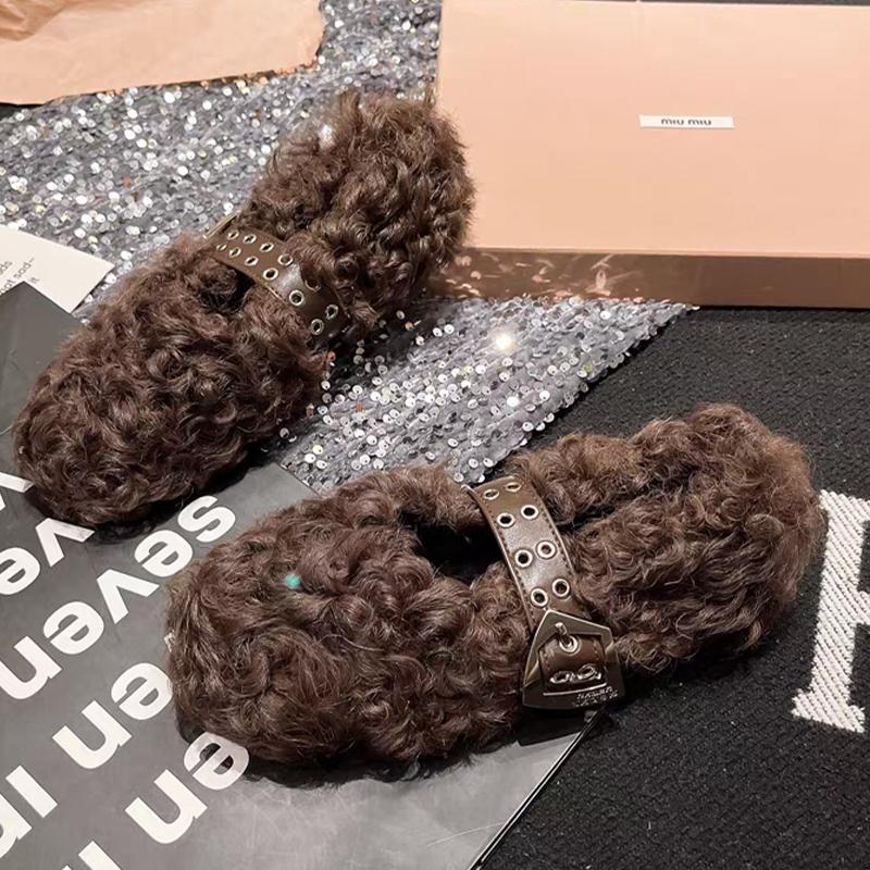 Модные меховые женские туфли на плоской подошве из хлопка Desigenr Shallow Warm Loafers Shoes Women 2025 Trend Fashion Casual Cozy Winter Muejr New Zapatos