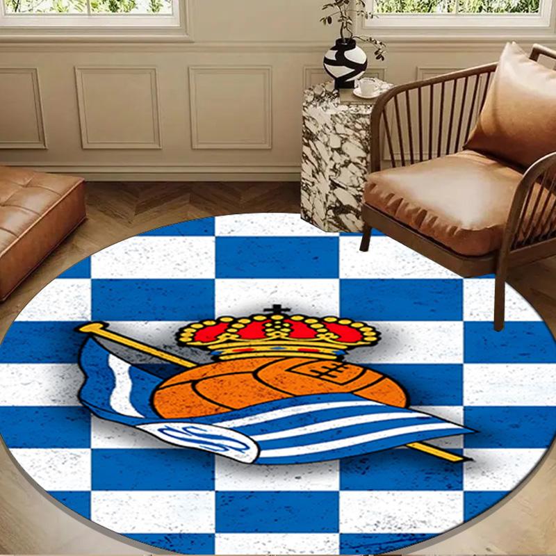 1PC Royal Football Emblem Round Rug for Livingroom,Bedroom, Palyroom, Chair Rug, Area rug, Circle Carpet, Large Size Fan Christmas gift